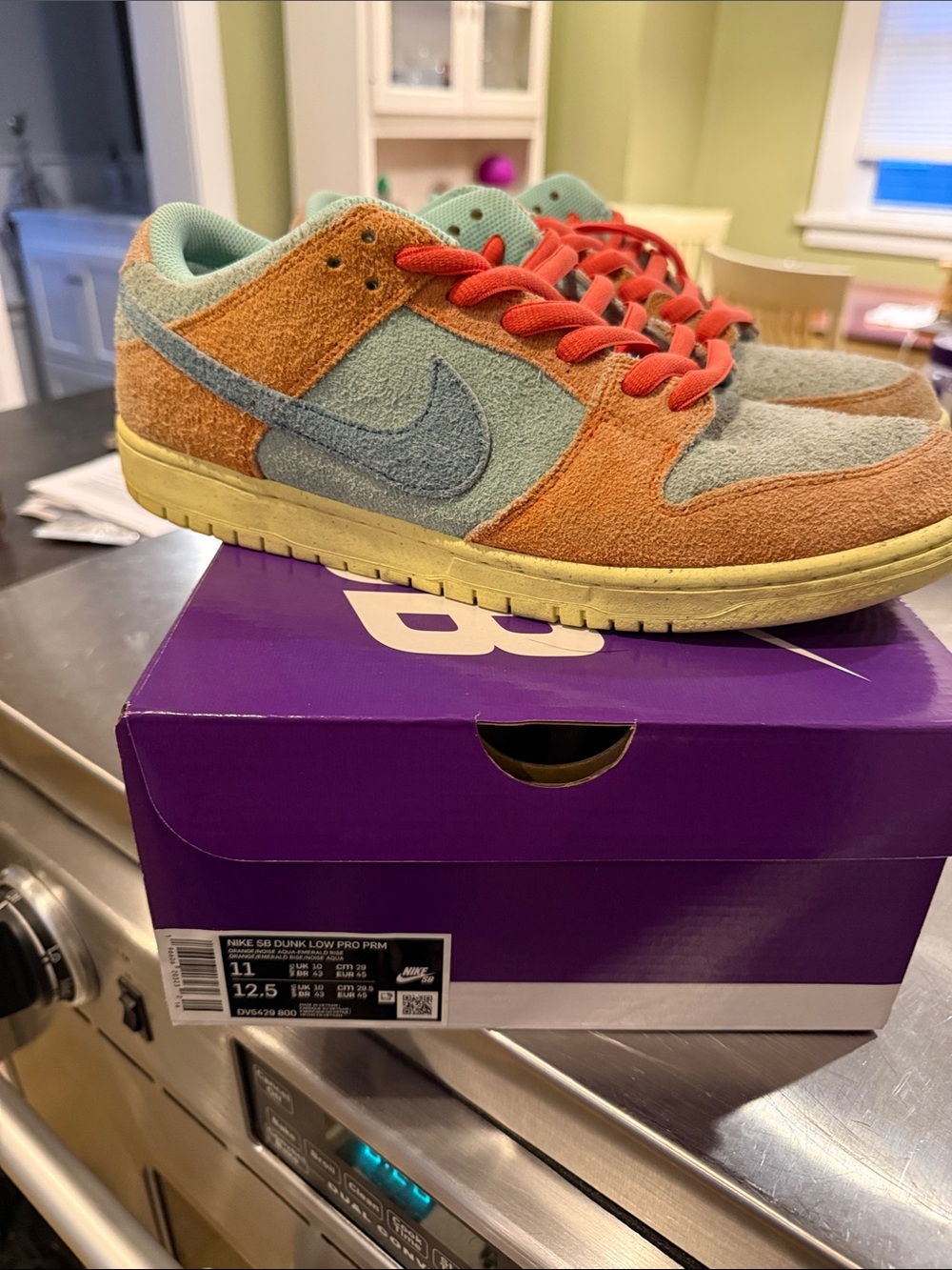Nike Men’s SB Dunks size 11  Suede Sneakers in Orange, Light Blue & Yellow